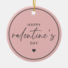 ハッピーバレンタインデーエレガント赤面ピンク セラミックオーナメント