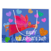 ハッピーバレンタインデーエンジェルとハート ラージペーパーバッグ (裏面)