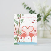 ハッピーバレンタインデーカウトフラミンゴハートバンブー シーズンポストカード (スタンド正面)