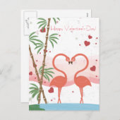 ハッピーバレンタインデーカウトフラミンゴハートバンブー シーズンポストカード (正面/裏面)