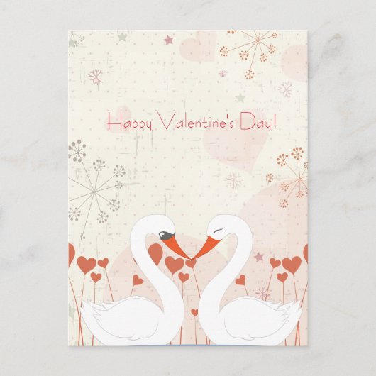 ハッピーバレンタインデーカウトロマンチック白鳥 シーズンポストカード (正面)