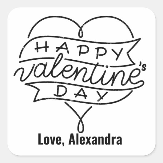 ハッピーバレンタインデーカスタムバレンタインのシール スクエアシール (正面)