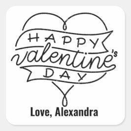 ハッピーバレンタインデーカスタムバレンタインのシール スクエアシール