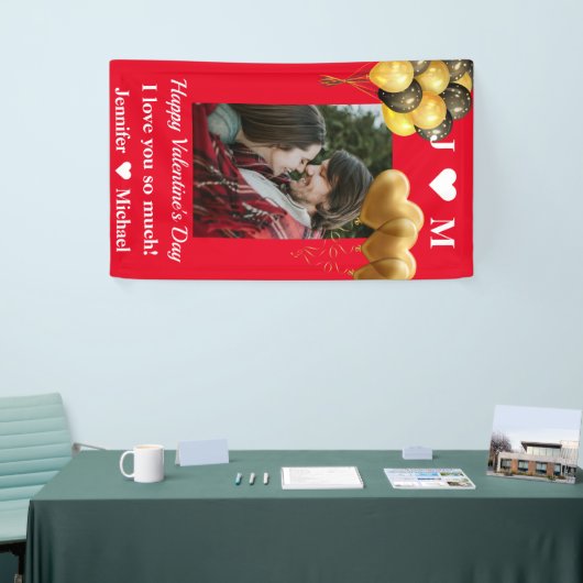 ハッピーバレンタインデーカスタムフォトモノグラム名 横断幕 (トレードショー)