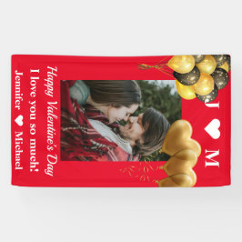 ハッピーバレンタインデーカスタムフォトモノグラム名 横断幕