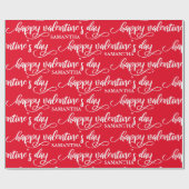 ハッピーバレンタインデーカスタムレッド ラッピングペーパー (フラット)