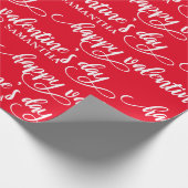 ハッピーバレンタインデーカスタムレッド ラッピングペーパー (角)