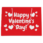 ハッピーバレンタインデーカスタム赤と白ハート ラージペーパーバッグ (正面)