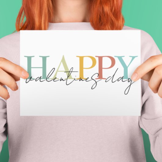 ハッピーバレンタインデーカラフルシンプル カード