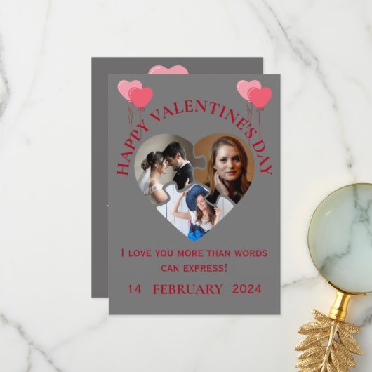 ハッピーバレンタインデーカード サンキューカード (正面/裏面インサイチュ)