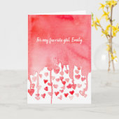 ハッピーバレンタインデーガールフレンド滴下ハート カード (黄色い花)