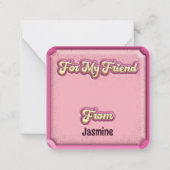 ハッピーバレンタインデーキッズピンク3D学校 ノートカード (裏面)