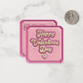 ハッピーバレンタインデーキッズピンク3D学校 ノートカード (正面/裏面インサイチュ)