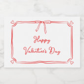ハッピーバレンタインデーキュートレッドコケットボウハート スパークリングワインラベル (シングルラベル)