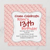 ハッピーバレンタインデーキューピッドの矢印ピンクレッド 招待状 (正面/裏面)