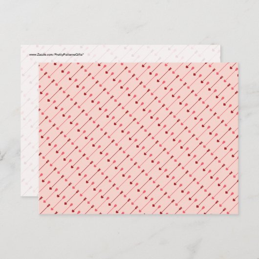 ハッピーバレンタインデーキューピッドの矢印ピンク赤 シーズンポストカード (正面/裏面)