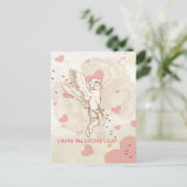 ハッピーバレンタインデーキューピッドフローラハート シーズンポストカード (スタンド正面)