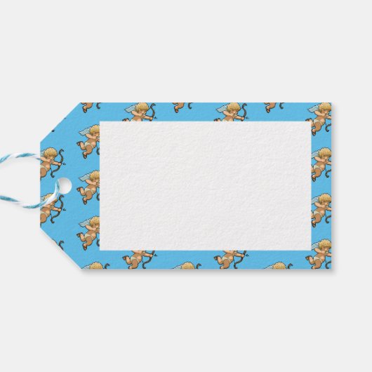 ハッピーバレンタインデーキューピッドロマンチックピクセルパターン ギフトタグ (裏面横)