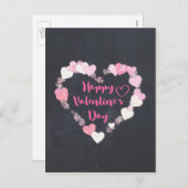 ハッピーバレンタインデーキラキラハートピンク シーズンポストカード (正面/裏面)