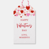 ハッピーバレンタインデーギフトラベル、レッド&ピンクハート ギフトタグ (正面)