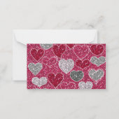 ハッピーバレンタインデーグリッターラブきらきら光るハート ノートカード (裏面)