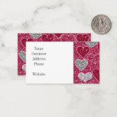 ハッピーバレンタインデーグリッターラブきらきら光るハート ノートカード (正面/裏面インサイチュ)