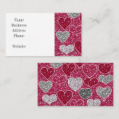 ハッピーバレンタインデーグリッターラブきらきら光るハート ノートカード (正面/裏面)