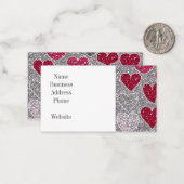 ハッピーバレンタインデーグリッターラブきらきら光るハート ノートカード (正面/裏面インサイチュ)