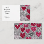 ハッピーバレンタインデーグリッターラブきらきら光るハート ノートカード (正面/裏面)