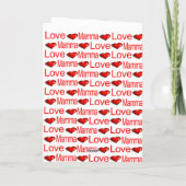 ハッピーバレンタインデーグリーティングカードママ赤いハート シーズンカード (裏面)