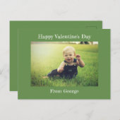 ハッピーバレンタインデーグリーンファミリーフォトポストカード シーズンポストカード (正面/裏面)