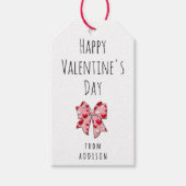 ハッピーバレンタインデーコケット弓ハートパターン ギフトタグ (正面)