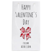 ハッピーバレンタインデーコケット弓ハートパターン スモールペーパーバッグ (正面)