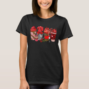 ハッピーバレンタインデーコーヒー飲料マッチングカップル Tシャツ