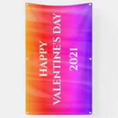 ハッピーバレンタインデーサテンが明るく見えカラフルる 横断幕 (縦)