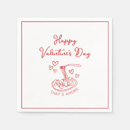 ハッピーバレンタインデーシンプルザアモーレレッド スタンダードカクテルナプキン