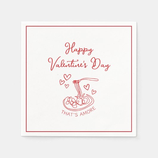 ハッピーバレンタインデーシンプルザアモーレレッド スタンダードカクテルナプキン (正面)