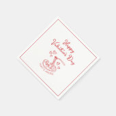 ハッピーバレンタインデーシンプルザアモーレレッド スタンダードカクテルナプキン (角)