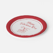 ハッピーバレンタインデーシンプルザアモーレレッド ペーパープレート (アングル)
