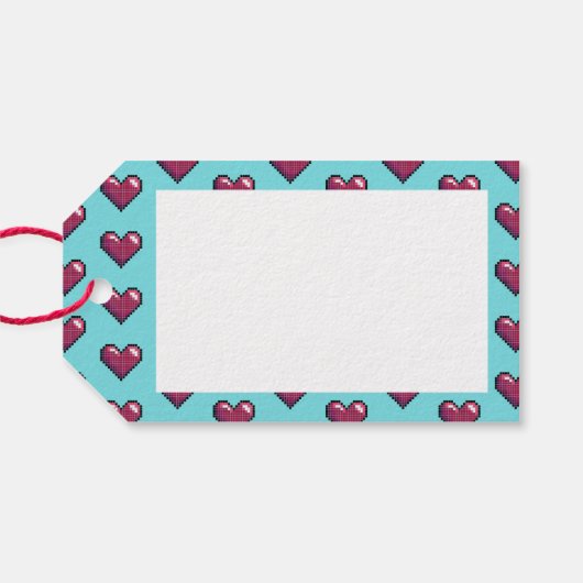 ハッピーバレンタインデーシンプルハート画素パターン ギフトタグ (裏面横)