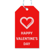 ハッピーバレンタインデーシンプル白ハートオン赤