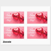 ハッピーバレンタインデーシール(赤風船) 長方形シール (シート)