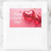 ハッピーバレンタインデーシール(赤風船) 長方形シール (バッグ)