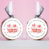 ハッピーバレンタインデースイートカップケーキのシール ラウンドシール