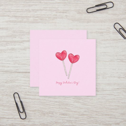 ハッピーバレンタインデースウィートキャンディハート棒つきキャンデー スクエア名刺 (正面/裏面インサイチュ)