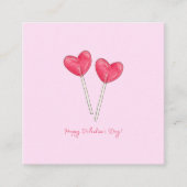 ハッピーバレンタインデースウィートキャンディハート棒つきキャンデー スクエア名刺 (正面)