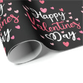 ハッピーバレンタインデースエレガントクリプトピンクハート ラッピングペーパー (ロールコーナー)