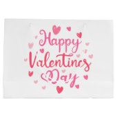 ハッピーバレンタインデースエレガントクリプトピンクハート ラージペーパーバッグ (裏面)