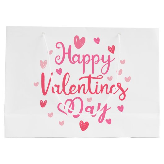 ハッピーバレンタインデースエレガントクリプトピンクハート ラージペーパーバッグ (裏面)