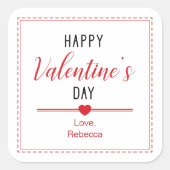 ハッピーバレンタインデーステッカーラベルギフトラベル、赤 スクエアシール (正面)